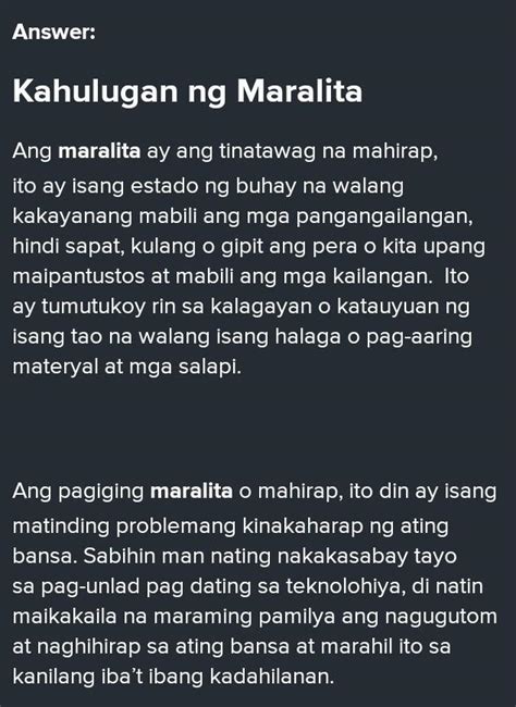 MARALITA: Kahulugan .